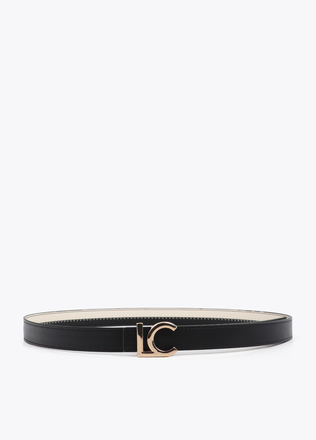 Two-tone Pink and Fuchsia Belt with LC Logo Buckle