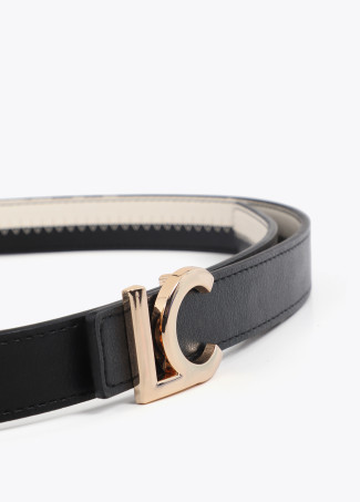 Two-tone Pink and Fuchsia Belt with LC Logo Buckle