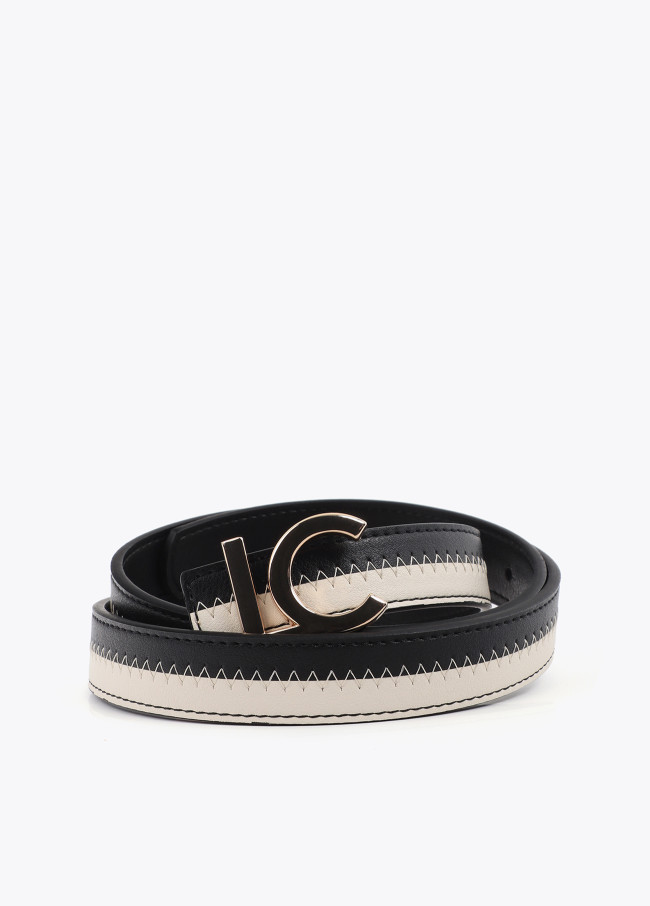 Two-tone Pink and Fuchsia Belt with LC Logo Buckle