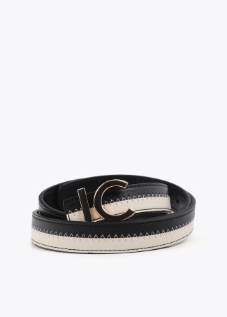 Ceinture bicolore rose et fuchsia avec boucle logo LC