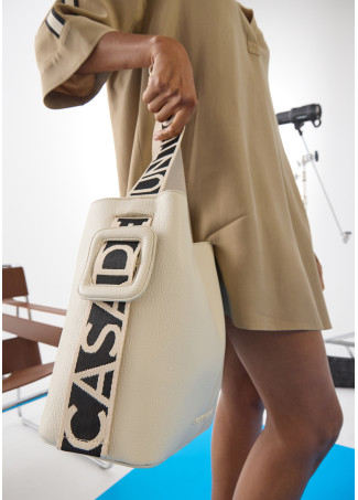 Shopper Bag with Contrast Nylon Handle