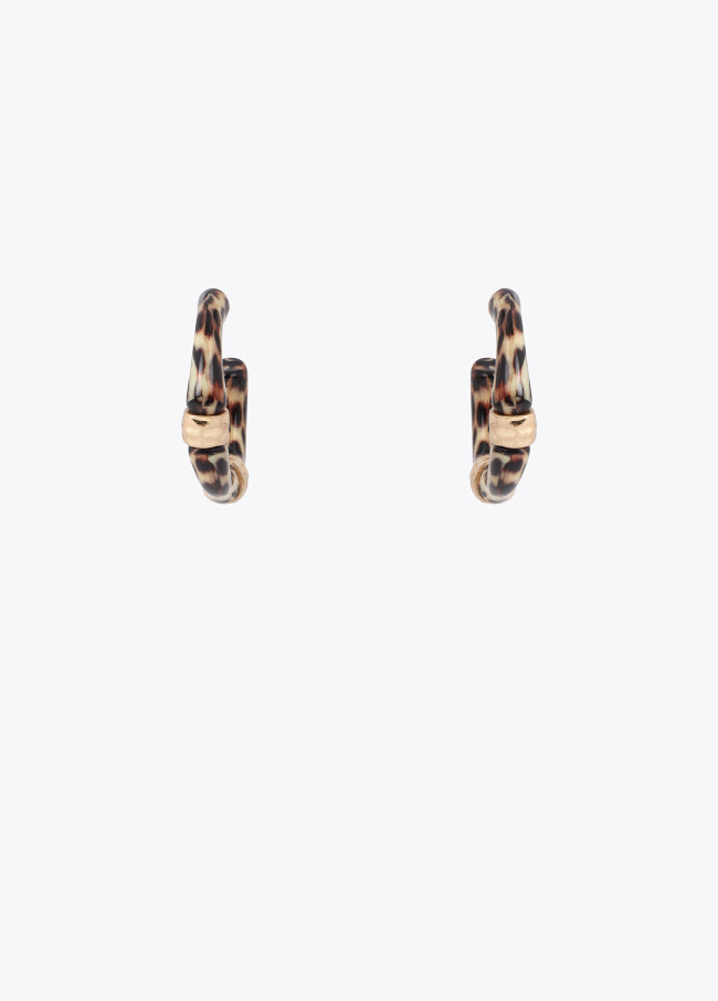 Bamboo Effect Hoop Earrings Animal Print