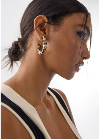 Pendientes de aro efecto bambú animal print