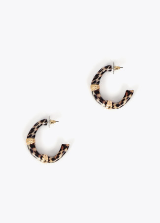Boucles d'oreilles anneaux effet bambou imprimé animal