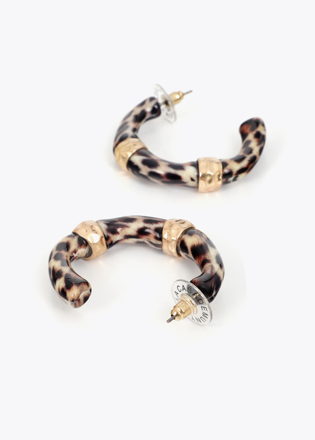 Pendientes de aro efecto bambú animal print