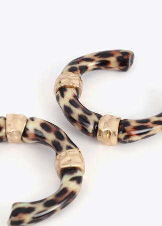 Boucles d'oreilles anneaux effet bambou imprimé animal