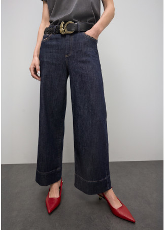 Reversible Braided Faux Leather Belt with Animal Logo Buckle