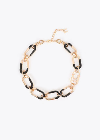 Collier chaîne combiné doré et acrylique