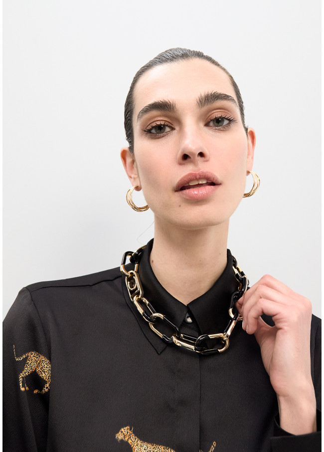 Gold and Acrylic Combined Chain Necklace