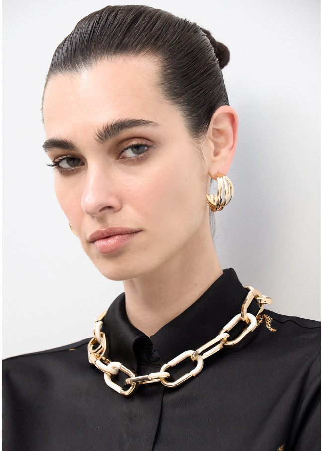 Collier chaîne combiné doré et acrylique