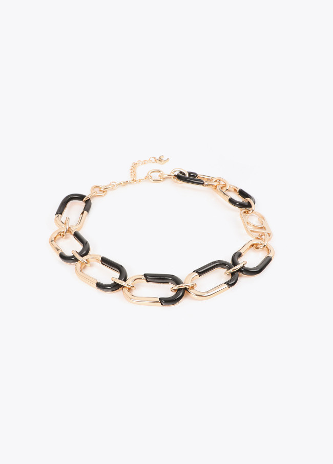 Collier chaîne combiné doré et acrylique