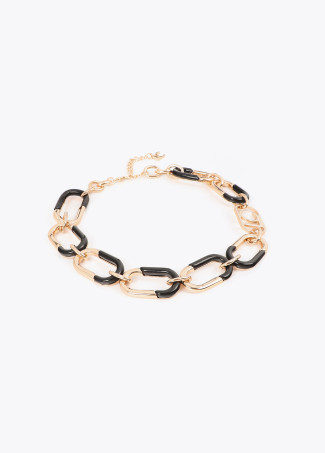 Collier chaîne combiné doré et acrylique