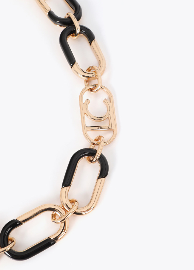 Collier chaîne combiné doré et acrylique