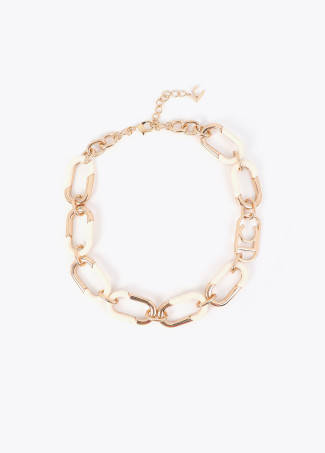 Colar de corrente combinada dourado e acrílico