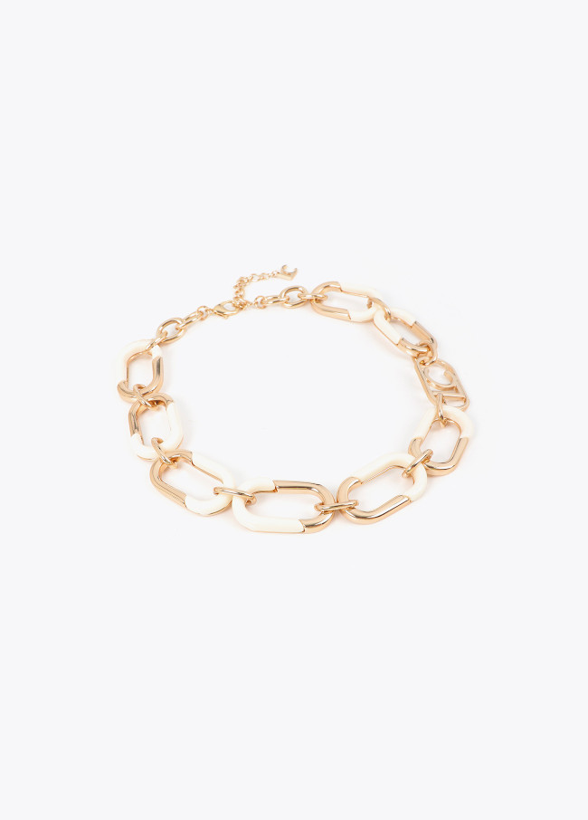 Gold and Acrylic Combined Chain Necklace