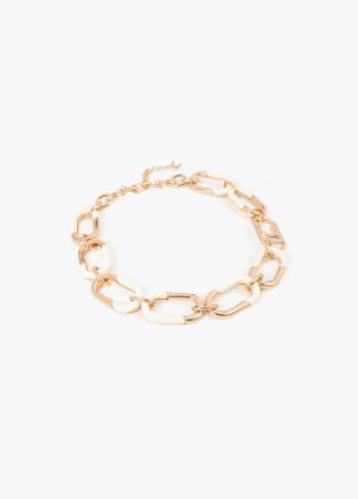 Collier chaîne combinée doré et acrylique