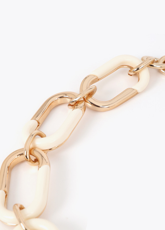 Collier chaîne combinée doré et acrylique