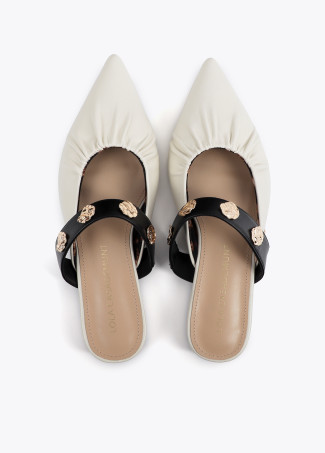 Flat Shoe with Elastic and Metallic Appliques