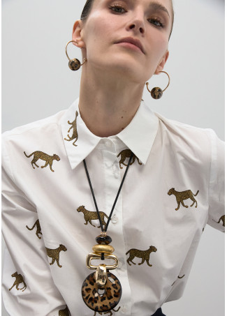 Collana Lunga con Ciondolo Animalier e Dorato