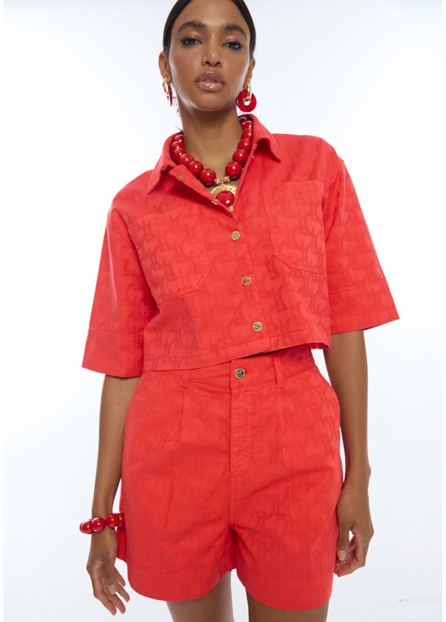 Bermuda Sarga Jacquard Logoté