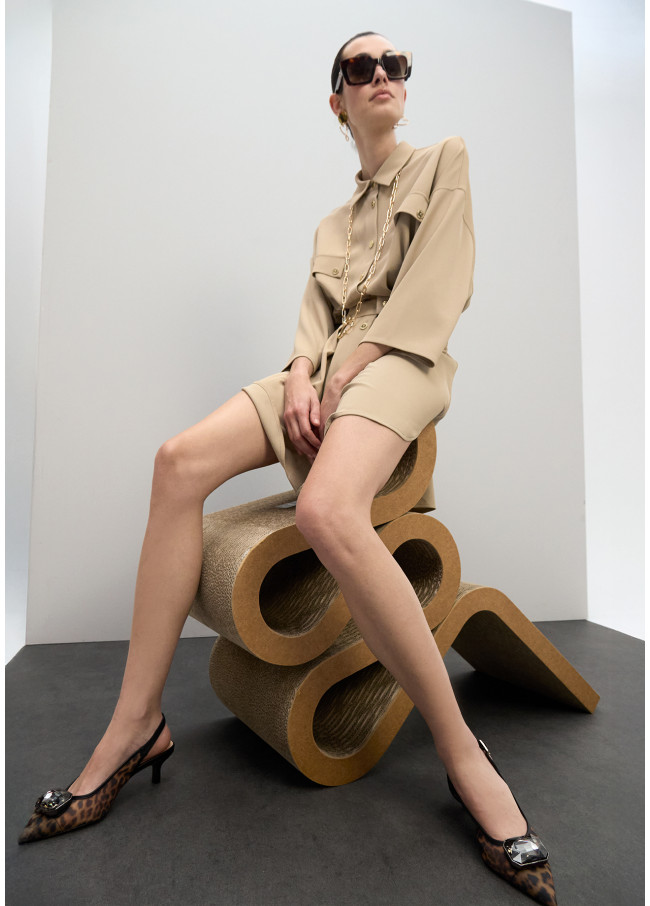 Chaussure à talon en maille imprimé animal avec...