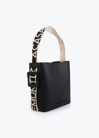 Shopper con Manico in Nylon a Contrasto