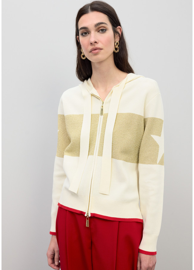 Sweat à capuche en maille avec détails en lurex