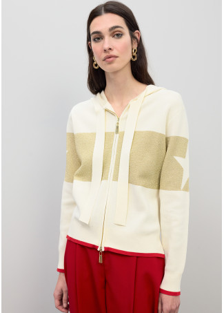 Sweat à capuche en maille avec détails en lurex