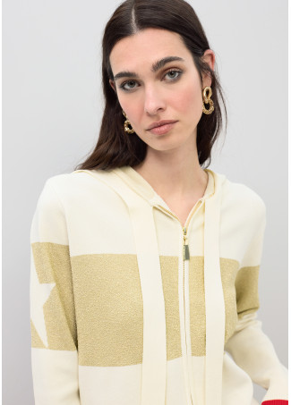 Strick-Kapuzenpullover mit Lurex-Details