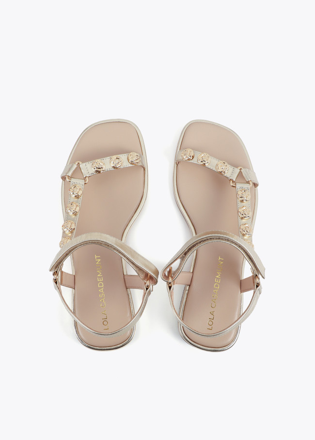 Flat Sandal with Metallic Straps and Golden...