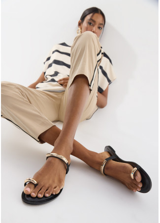 Flat Shoe in Grosgrain Fabric with Logo Detail