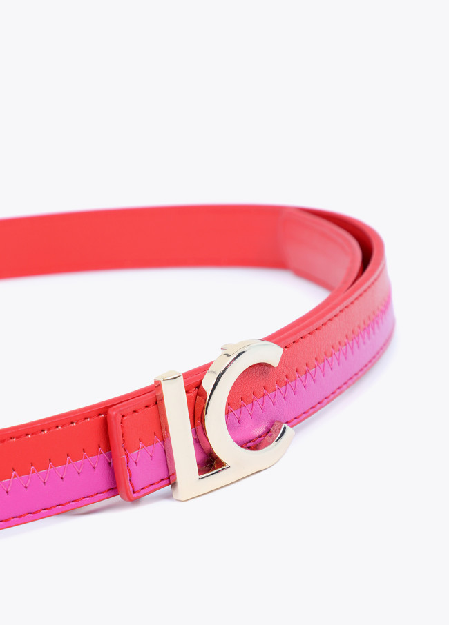 Zweifarbiger Gürtel in Rosa und Fuchsia mit...