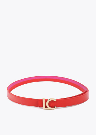Cinturón bicolor rosa y fucsia hebilla logo LC