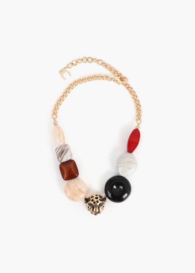 Collana Corta con Catena e Dettagli Acrilici...
