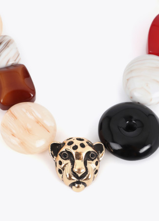 Collier Court Chaîne avec Détails Acryliques Multicolores