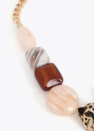 Collier Court Chaîne avec Détails Acryliques Multicolores