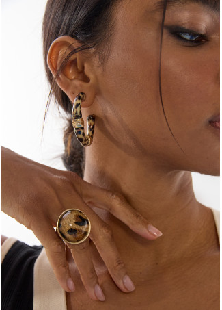 Anillo combinado metal y animal print
