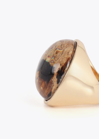 Kombinierter Ring aus Metall und Animal-Print