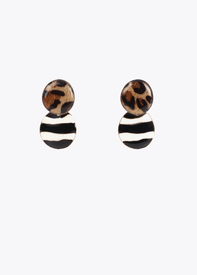 Striped and Animal Print Lacquered Earrings