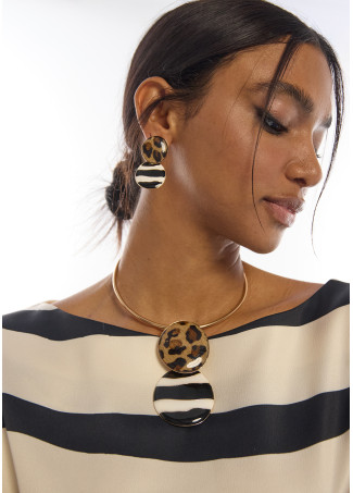 Striped and Animal Print Lacquered Earrings