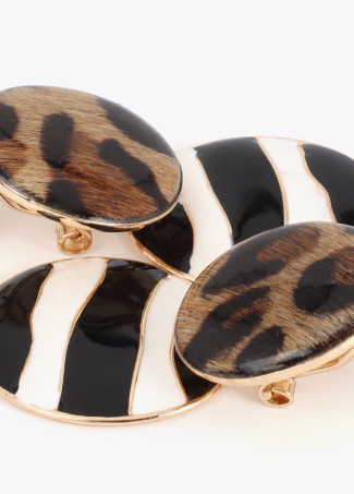 Pendiente combinado lacado a rayas y animal print