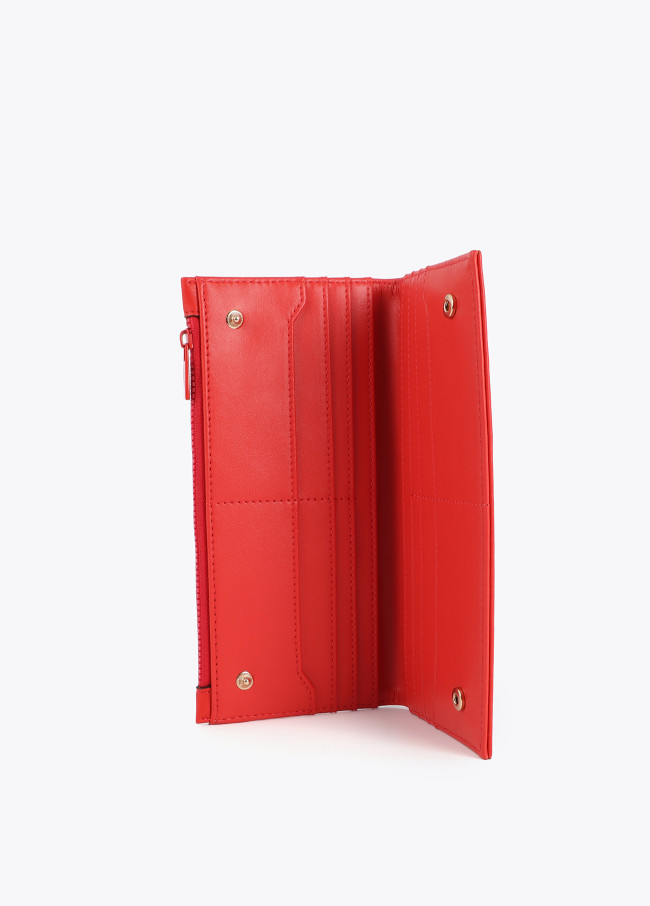 Cartera pespuntes rojo