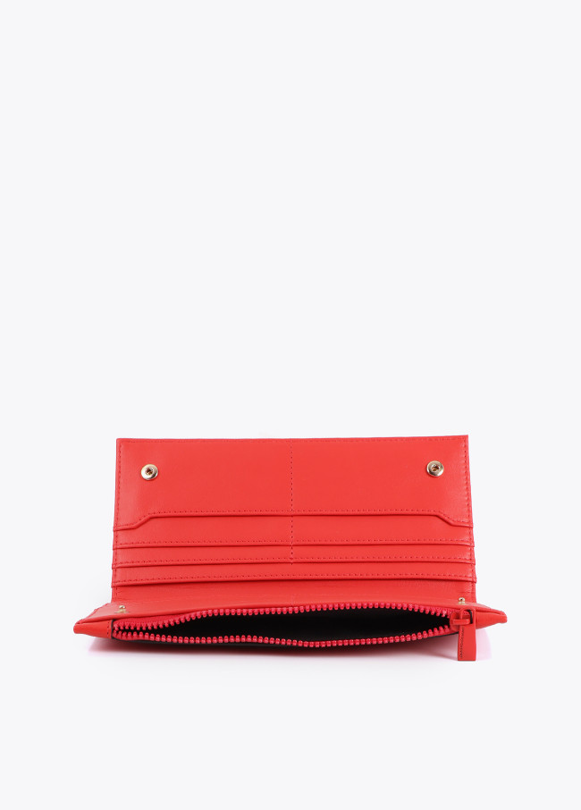 Cartera pespuntes rojo