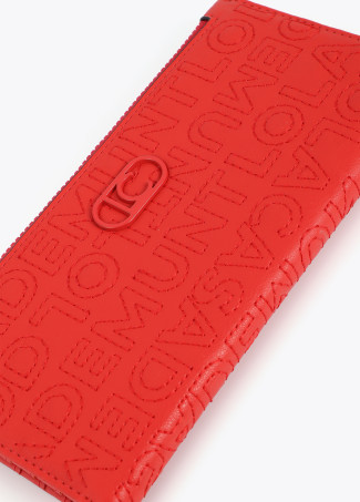 Cartera pespuntes rojo