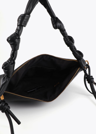 Borsa a tracolla con patta e manico a nodi