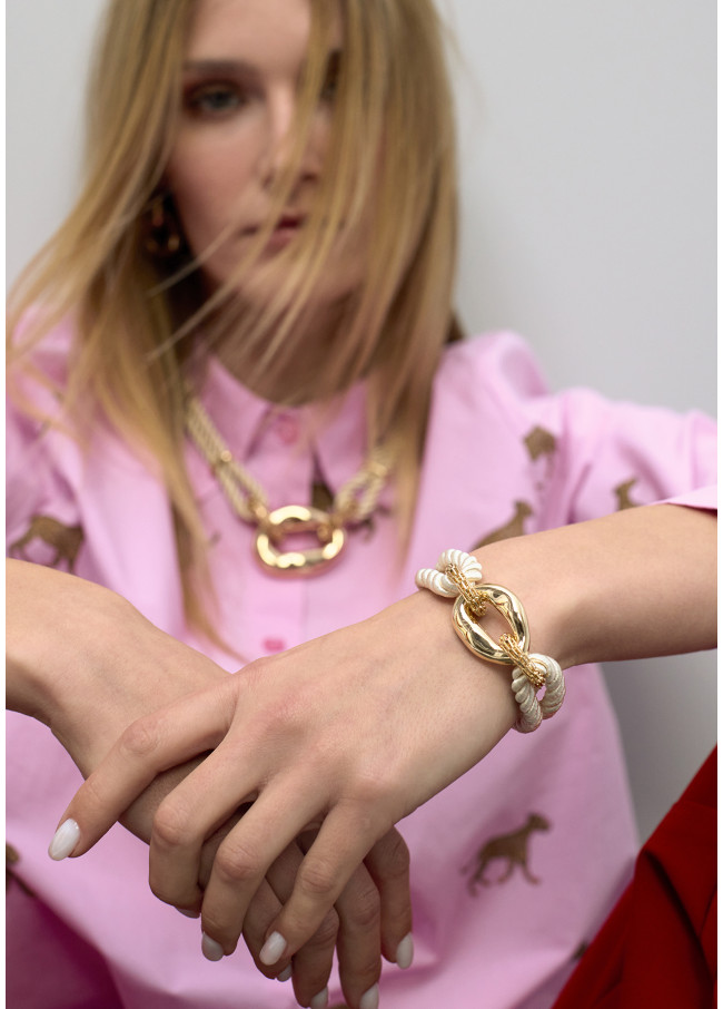 Cord Bracelet with Metal Link Combination