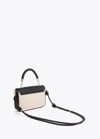 Bolsa a tiracolo com aba efeito pele bicolor