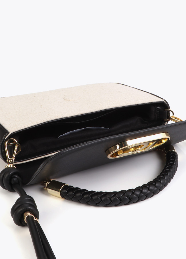 Two-Tone Faux Leather Flap Crossbody