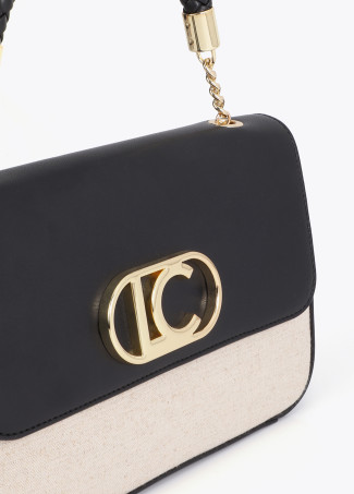 Sac à bandoulière effet cuir bicolore