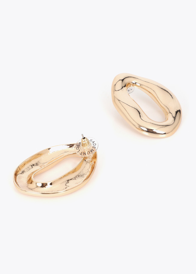 Boucles d'oreilles maillon métallique en relief